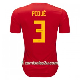Camisolas de Futebol Espanha Pique 3 Equipamento Principal Copa do Mundo 2018 Manga Curta